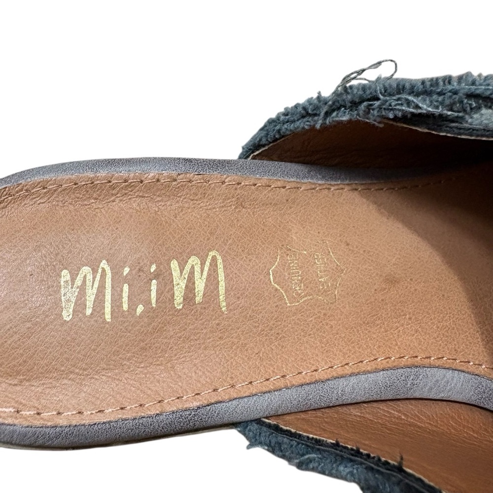 MI.IM Tillie Fabric Wrapped Leather Mules in Blue/Gray Size 7.5 — SO BEAUTIFUL! - Picture 4 of 9